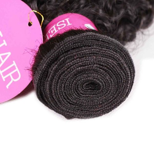ISEE Hair Virgin Malaysian Deep Curly Jerry Curly Human Hair 3 Bundles,100% Unprocessed Human Hair Extensions Natural Black Can Be Dyed 10 12 14inches