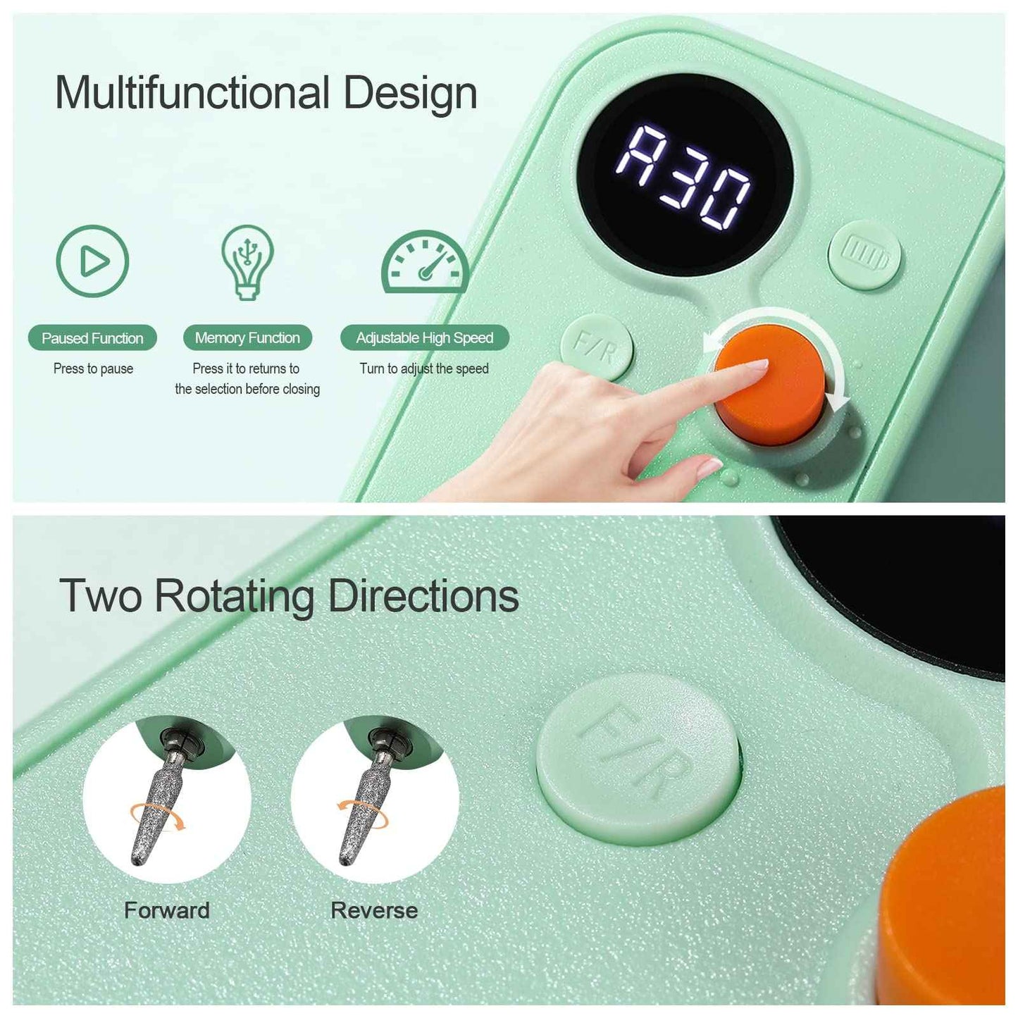 Professional Portable Nail Drill Kit Rechargeable Nail Machine Electric Cordless E-File Nail Drill Set with 7 Nail Bits, Manicure Pedicure Tool