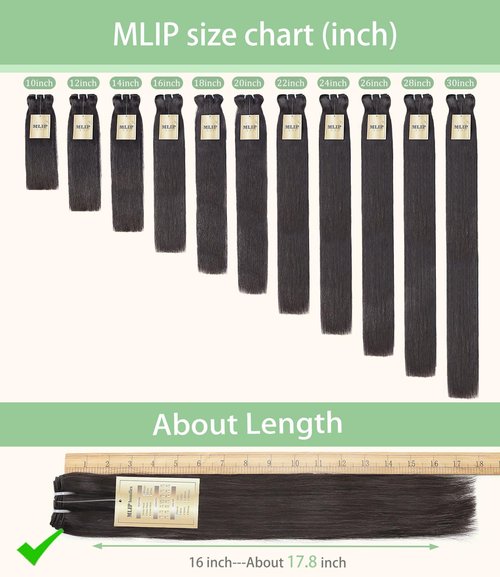 mlip Raw Bundles Human Hair Straight, No Tangle Shedding, Keep Texture Silky Soft After Multiple Washes, 15A Raw Indian Hair Bundles 18 Inches, Triple Lifespan 3X