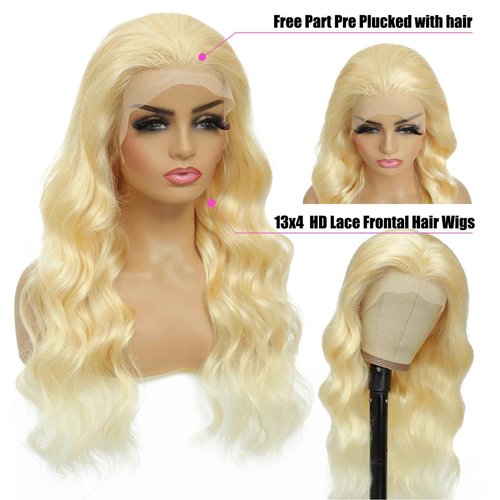 LADYWIGSDZ 613 Lace Front Wig Human Hair 13x4 Light Blonde Color Lace Front Body Wave Wigs 613 HD Lace Frontal Wigs Human Hair Pre Plucked for Women (613 Color 13x4 Lace Front Wigs, 20 Inch)