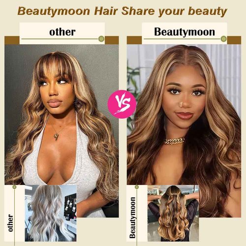 Ombre Human Hair Bundles Honey Blonde Body Wave 3 Bundles 20 22 24 Inch 100% Brazilian Virgin Hair 4/27 Highlight Body Wave Bundle Soft and Healthy Sew In Hair Extensions Real Human Hair for Women