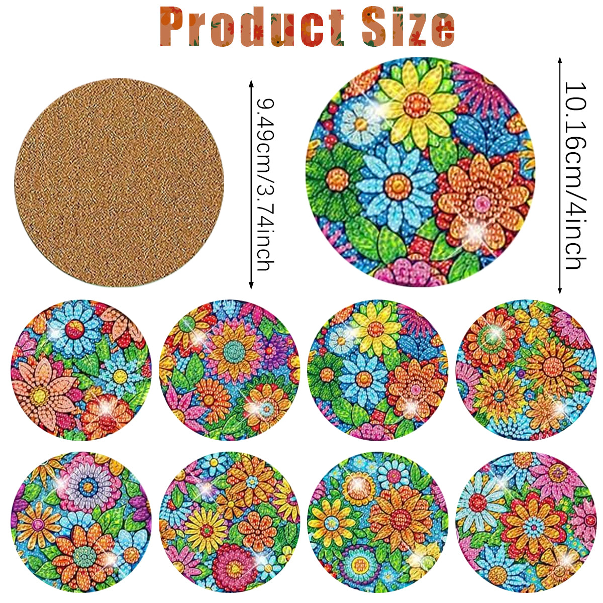 16 Pcs Diamond Art Coaster Kit - Colorful Plastic Design