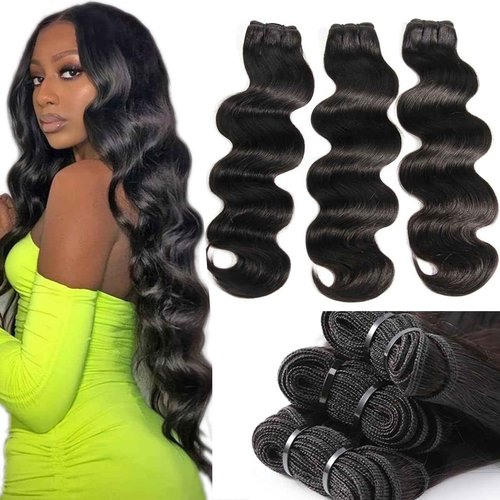 RESACA Body Wave 3 Bundles Human Hair Weave Weft Extentions Bundles for Women 18 20 22 Inch 100% Unprocessed Brazilian Virgin Human Hair (Nature Color Black)