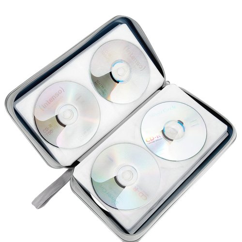 Siveit CD Case, DVD Case Holder 96 Capacity Hard Plastic CD DVD Disc Cases Storage Binder Wallet for Car Home Office Travel (Dark Blue)