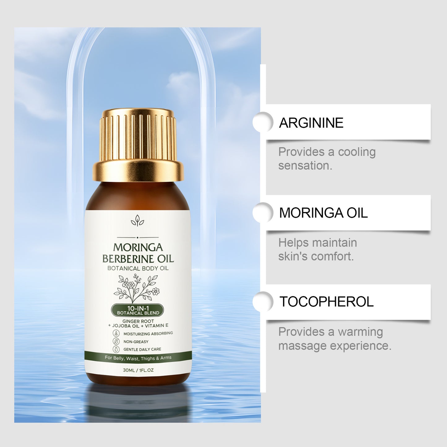 Moisturizing Body Oil with Moringa & Jojoba Oils - 30ml Nourishing Skin Care