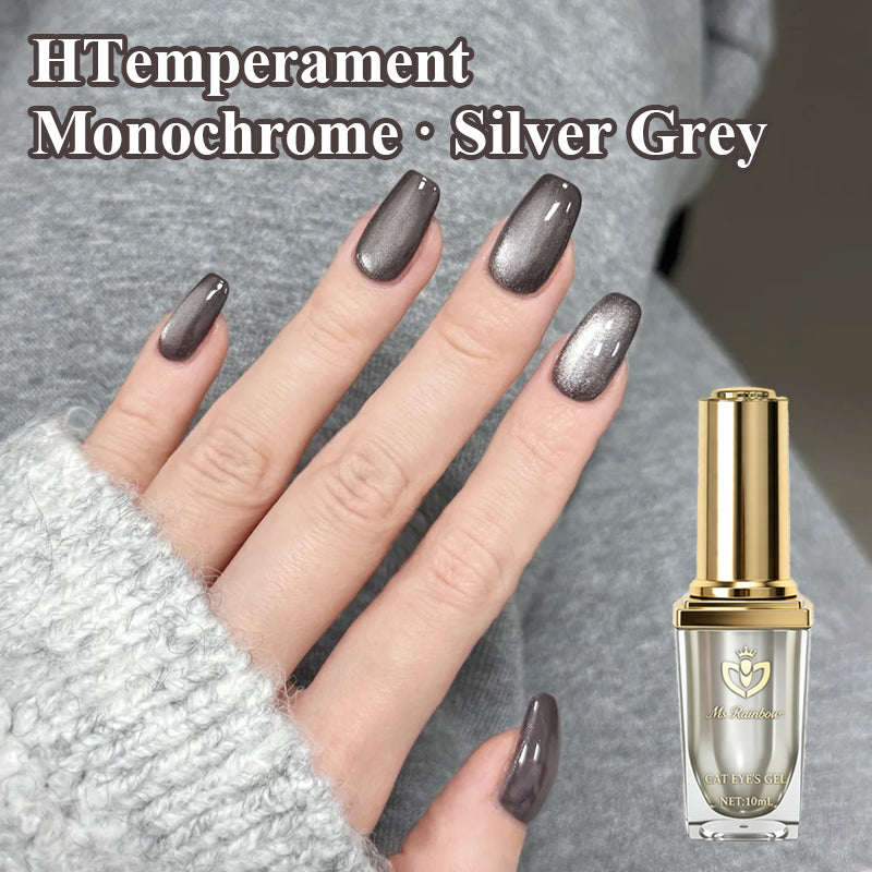 Starry Cat Eye Nail Gel Polish - Silvery Gray Magnetic Shimmer 10ml