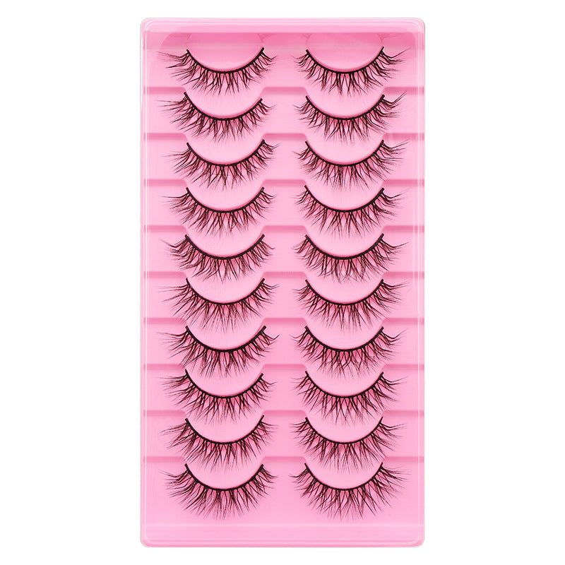 False Eyelashes 10 Pairs Natural Thick Curl L Pink Ladder LD Series Set