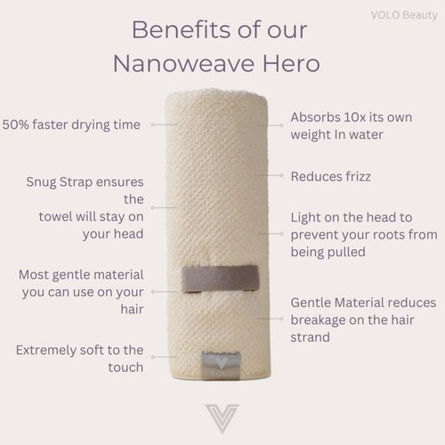 VOLO Luna Gray Hair Towel, Spa Headband & Scrunchie Set | Ultra Soft, Super Absorbent, Quick Drying Nanoweave Fabric | Towel Hair Accessories | The Core Collection | Microfiber