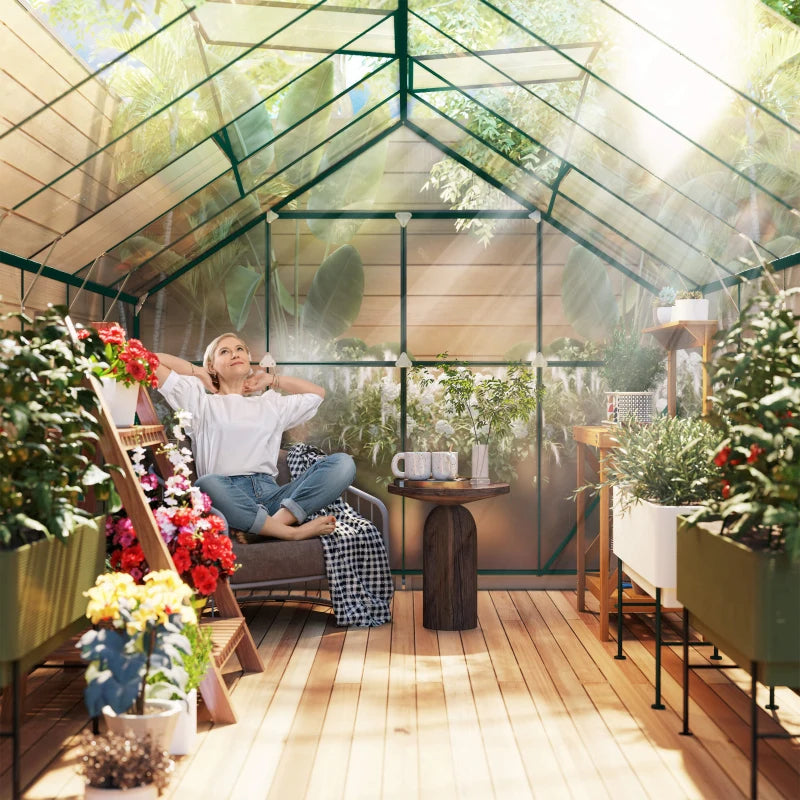 Greenhouse Kit with Aluminum Frame, Polycarbonate Panels, Adjustable Roof Vent