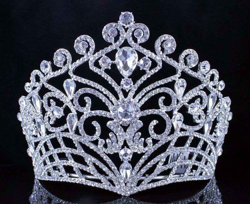 Lush Clear Austrian Crystal Rhinestone Tiara Crown Bridal Prom Pageant T11884 (Silver Plated)