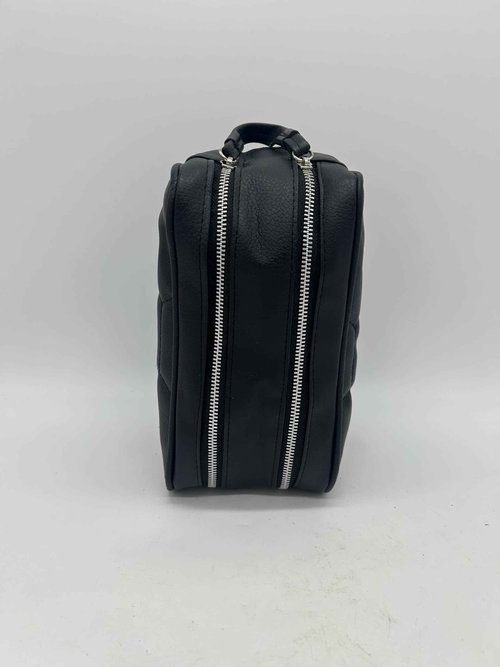 Double Zipper Toiletry Pouch in Black Faux Leather (Balr Inspired) Made in Argentina. Travel organizer - World Cup - Soccer hexagon ball design