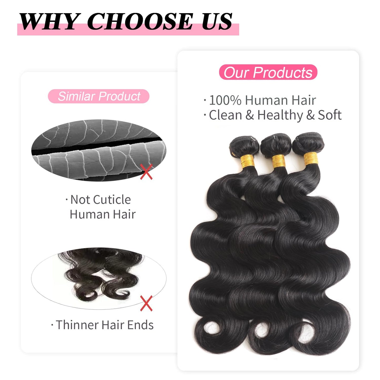 Hswpawk Human Hair Bundles 18 18 18 Inch Body Wave 3 Bundles Human Hair 12A Grade 100% Unprocessed Brazilian Virgin Hair Bundles Human Hair Extensions for Women Natural Black Color