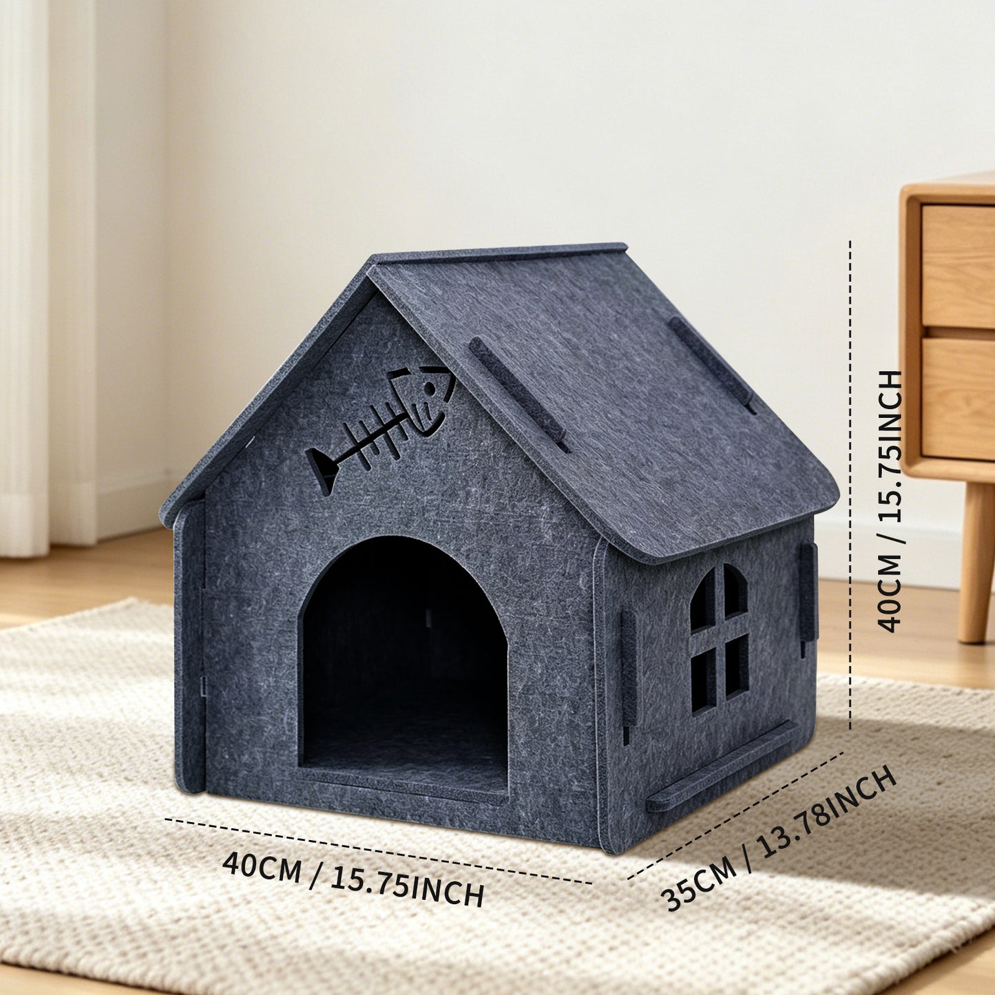 Pet Cat House with Self Pickup - Soft Cozy Cat Shelter in Multiple Colors