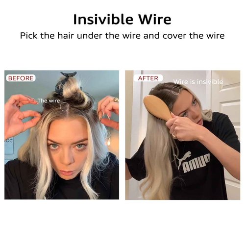 SAFIRENY Invisible Wire Hair Extensions Real Human Hair, 22 Inch 85g Jet Black Hair Extensions Seamless Fish Line Hair Extensions Natural Look Real Hair Extensions for Women(#1-22inch)