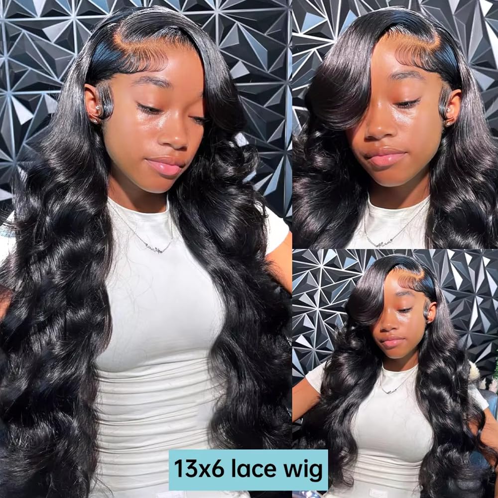 13x6 Body Wave Lace Front Wig Human Hair 180% Density Glueless Lace Front Wigs Human Hair Pre Plucked 13x6 HD Transparent Lace Frontal Wig Body Wave Human Hair Wigs for Women 26 Inch