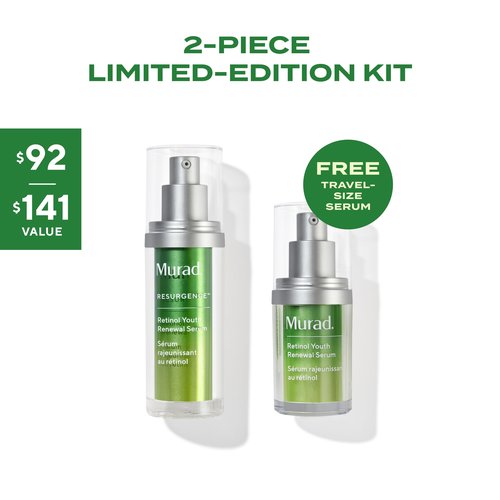 Murad The Wrinkle Fighter – 2‑Piece ($141 Value) - Retinol Youth Renewal Kit (Full + Travel Size) – Tri‑Active Retinol, Swertia & Hyaluronic Acid – Fast‑Acting Anti‑Aging Serum – Firms & Smooths Skin