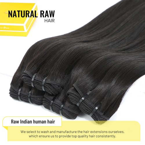 Urbeauty Raw Bundles Human Hair, No Tangle Shedding, Keep Texture Silky Soft after 89 Times Washes, 16A Raw Indian Hair Bundles Triple Lifespan Chemical Free Unprocessed Natural Raw Hair