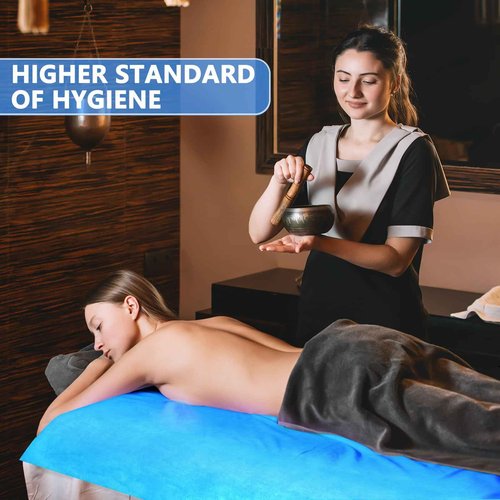 Tudomro 6 Rolls Disposable Non Woven Bed Sheets 24 x 71 Inch Massage Table Paper Covers Non Woven Fabric Massage Sheets Waterproof Spa Breathable Bed Cover for Beauty Salon (Blue)