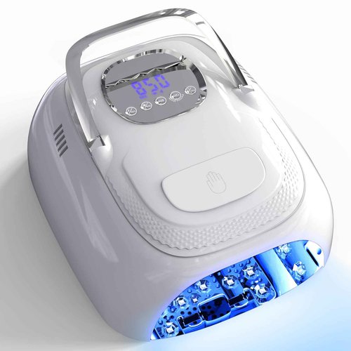 LIMEGIRL Cordless Nail Lamp, 72W Powerful UV LED Nail Dryer with Replaceable Lamp Beads & Battery, UV Light for Gel Polish, Rechargeable & Portable for Professional Nail Salon Use (White, One Battery)