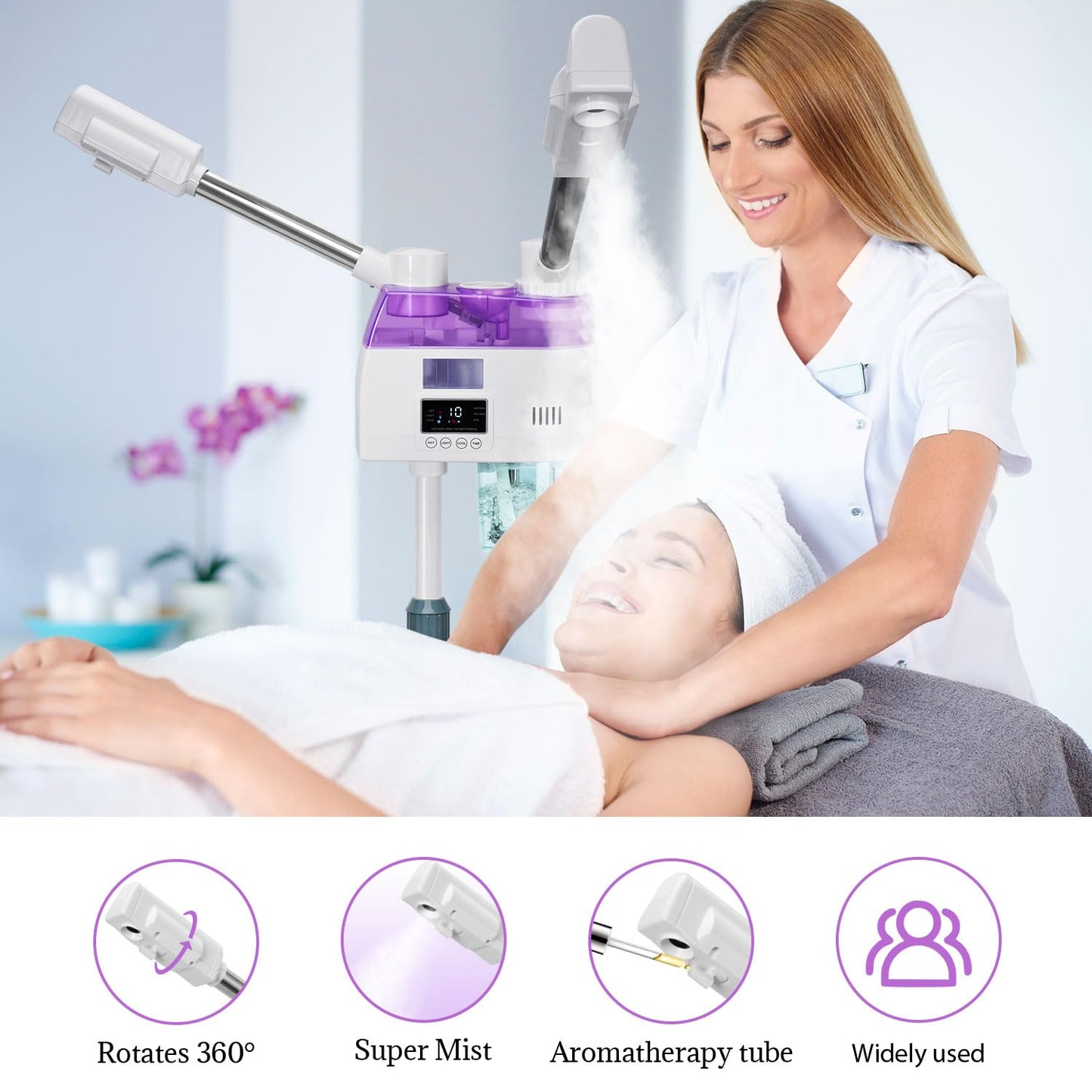 Professional 2 in 1 Facial Steamer, Esthetician Steamer with Hot & Cold Mist, Face Steamer for Facial Deep Cleaning, Facial Steamer for Home Beauty Salon Spa