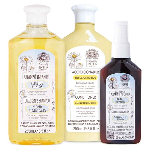 Camomila Intea Kids 3-In-1 Hair Lightener Kit - Blonder Lightening Set with Chamomile Extract - Lotion, Shampoo and Conditioner