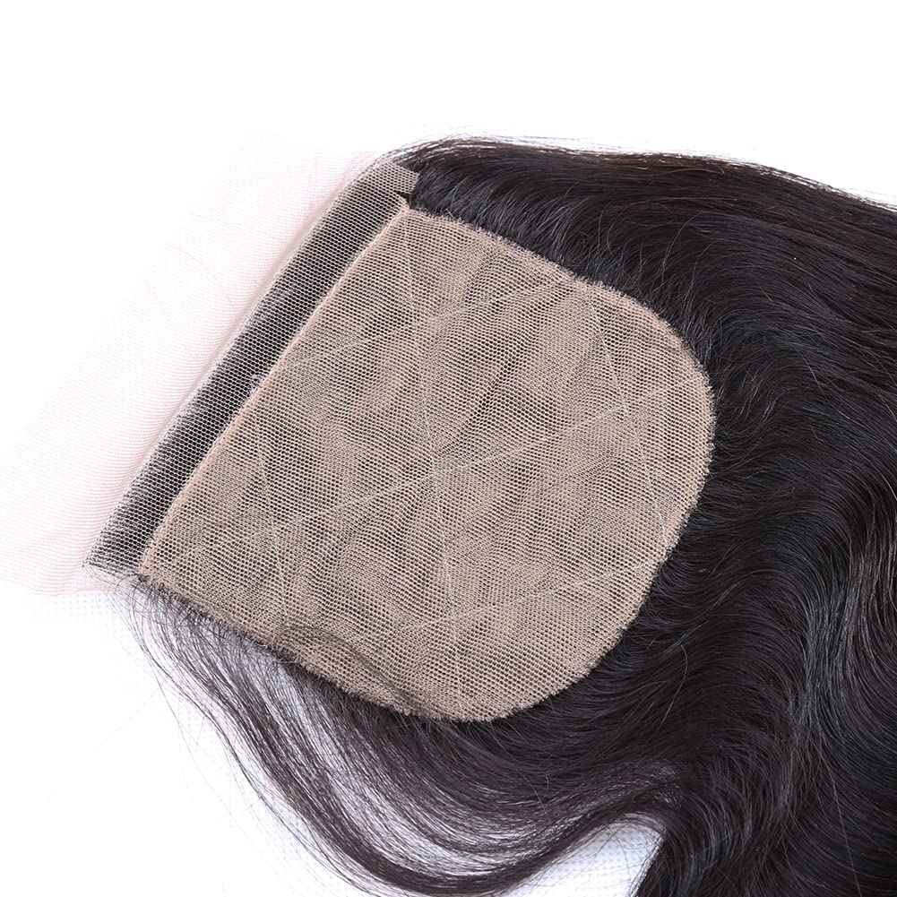 Greatremy 10A 14" Silk Base Closure with Baby Hair Body Wave Virgin Hair Closure 4"X4" Free Part Natural Color