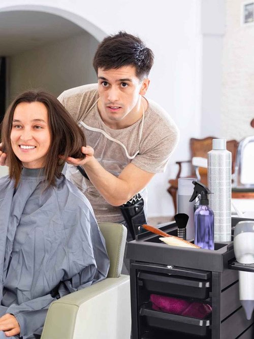 EBANKU Salon Beauty Rolling Trolley Cart, Black Hair Salon Storage Cabinet Barber Organizer Tool Multi Drawers Rolling Cart Free Standing Furniture with 4 Universal Wheels Hair Salons Supplies