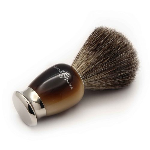 Edwin Jagger S81M582AMZ Imitation Light Horn & Nickel Classic Shaving Set with Pure Badger Shaving Brush and Mach 3 Razor for Shaving Cream or Soap for Men