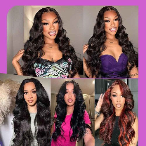 HEREAL 2x6 HD Lace Closure with Bundles 16 18 20 +14 Inch Body Wave 3 Bundles with Closure Human Hair Unprocessed Brazilian Virgin Human Hair Natural Color