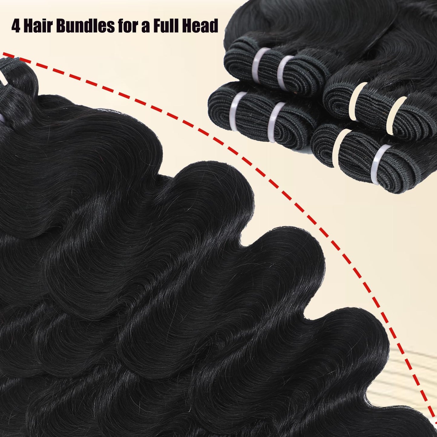 12A Human Hair Body Wave 100% Unprocessed Virgin Human Hair Thick 4 Bundles Quick Weave Bundles Real Human Hair Extensions Natural Black (18 20 22 24 Inch)
