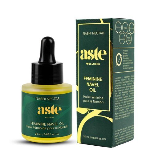 ASTE Ayurvedic Navel Oil for Belly Button, Navel Oiling with Castor, Ginger, Shatavari & Neem | Vegan Belly Button Oil for Skin Nourishment, Sleep & Wellness Ritual | (0.68 oz)