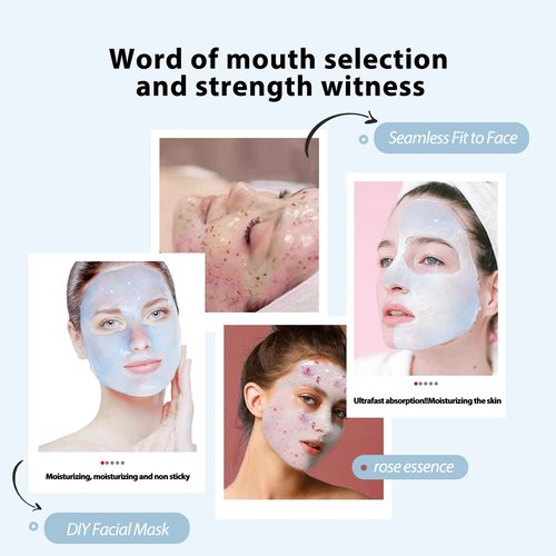 Fokiabin Jelly Mask for Facials Professional Hydrating Deep Cleaning Face Mask Set - 115Fl Oz 5 Treatments (Hyaluronic Acid,Bulgari Rose, Bamboo Charcoal,Lavender Essence,VC Essence)