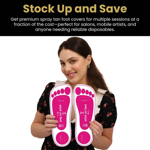 STICKONFEET 200 Pairs Premium Feet Pads for Spray Tanning – Disposable Spray Tan Feet Pads – Hygienic and Easy-to-Use Foot Protectors Designed for Salons and Mobile Spray Tanning Professionals
