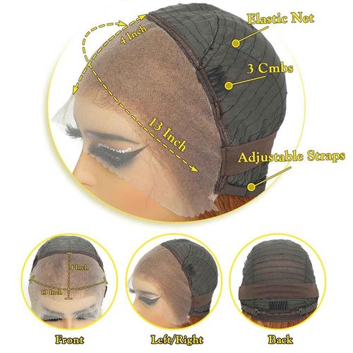 ijoy Light Brown 180% Density 13x4 Lace Front Wigs Human Hair Ginger Brown Straight Wig Pre Plucked with Baby Hair For Women 20 Inch