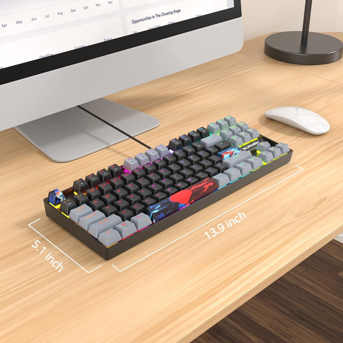 60 Percent Gaming Keyboard Mechanical with Linear Red Switch, 65% Wired Ultra-Compact Mini Keyboard Rainbow with PBT Keycaps for Ps4/Ps5/Xbox(68 Green)