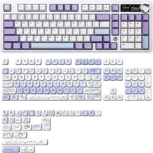 AJAZZ AK980 Mechanical Keyboard with Smart Display & Knob, PBT Keycaps-MOA Highly Rounded Heat Sublimation