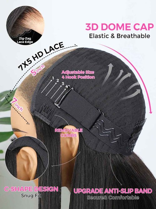 ISEE Hair Glueless Wear and Go Wigs for Beginners Lace Front Wigs for Black Women Human Hair Short Straight Bob Human Hair Wigs Lace Pre Cut Wig 10 Inch