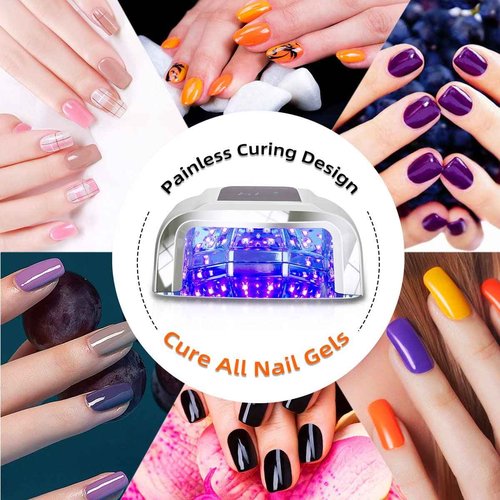 SUNYDOO 96W Rechargeable UV LED Nail lamp,Cordless Nail Dryer with Removable Stainless Steel Bottom,Professional Curing Lamp for Fingernail and Toenail, Auto Sensor & Quick Dry Nail Machine (White)