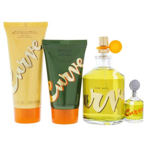 Liz Claiborne Curve 4 Pc. Gift Set (Cologne Spray + Mini + After Shave + Hair & Body Wash) for Men, 4.2 Fl Ounce
