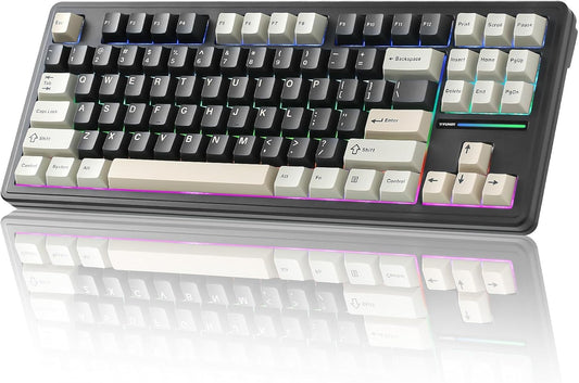 YUNZII YZ87 Gasket Mechanical Keyboard,TKL Wireless Hot Swappable with 5-Layer Padding, BT5.0/2.4G/USB-C NKRO RGB Backlit for Win/Mac(White Line, Milk Switch)