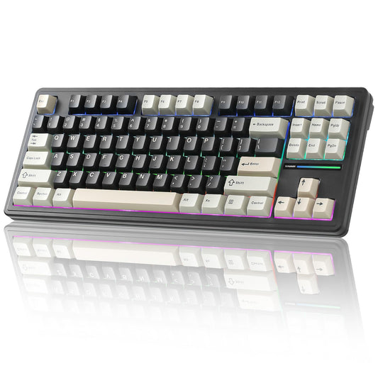 YUNZII YZ87 Gasket Mechanical Keyboard,TKL Wireless Hot Swappable with 5-Layer Padding, BT5.0/2.4G/USB-C NKRO RGB Backlit for Win/Mac (Black, Milk Switch)