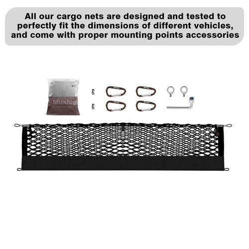 Muslogy Truck Bed Cargo Net Compatible with Toyota Tacoma 2005-2022 2023 Accessories Storage Organizer Pickup Truck Bed Envelope Style Cargo Net with Heavy Duty Carabiner
