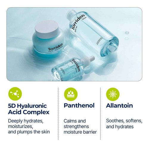 Torriden DIVE-IN Low-Molecular Hyaluronic Acid Serum, 1.69 fl oz + Toner 10.14 fl oz + Soothing Cream 3.38 fl oz | Vegan Clean Cruelty Free Facial Ampoule Moisturizer Alcohol-free Fragrance-free