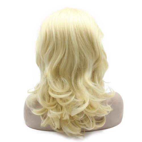 MX angel Medium Long Shoulder Length #613 Wavy Synthetic Lace Front Blond Stylish Wig