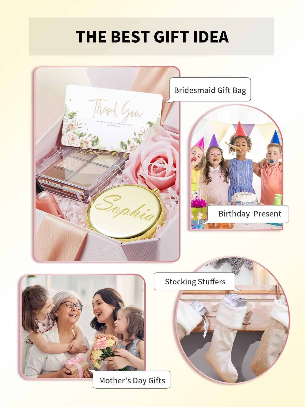 Getinbulk Compact Mirror Bulk, Pack of 12 Double-Sided 1X/2X Magnifying Metal Makeup Mirrors(Round, Gold)