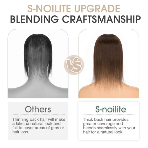 S-noilite Hair Toppers for Women Real Human Hair, Human Hair Toppers for Women with Thin Hair,2.25"*6" Lace Silk Base 10 inch Dark Brown