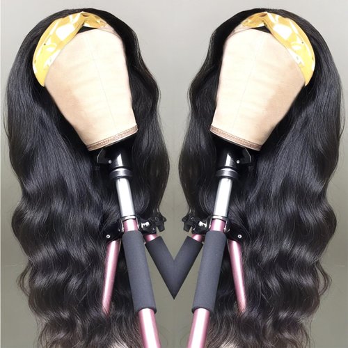 Body Wave Headband Human Hair Wig 22 Inch Headband Half Wigs Human Hair 10A Brazilian Glueless Human Hair Wigs None Lace Front Wigs Virgin Curly Human Hair Wigs 150% Density Natural Color