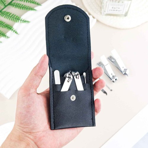 HAIFOTRVA 100 Sets Finger Nail Clipper Set Bulk,4 in 1 Black Adult Stainless Steel Travel Manicure Kit with Case Individually Wrapped Nail Clippers Bulk for Homeless,Hotel,Charity