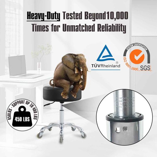 Ainilaily Rolling Stool with Wheels Adjustable Height, Roller Stool for Massage Medical Tattoo Spa Heavy Duty Swivel Desk (Super Thick Cushion, Black)