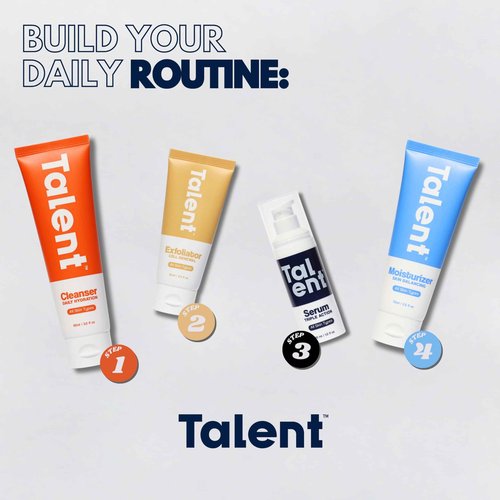 Talent Complete Skincare Set for Men – 90 Day Supply, Korean Skincare, EWG Verified, Fragrance-Free Cleanser, Exfoliator, Serum & Moisturizer, Full Routine Kit